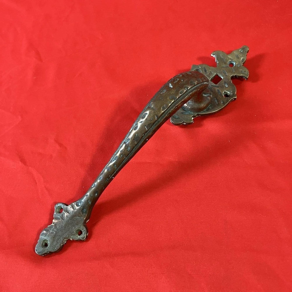 Vtg Mission Arts & Crafts Hammered Entry Door Handle Only /Rustic Copper Flashed